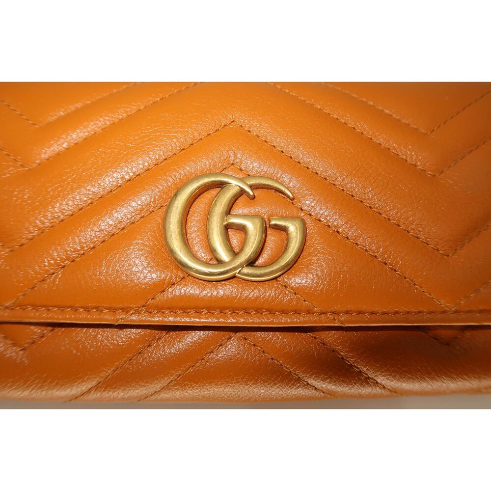 Gucci Calfskin Matelasse GG Marmont Continental Wallet Cognac Brown Women's - Picture 3 of 8